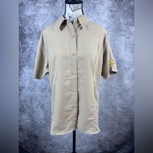 Gameguard Tan Short Sleeve Button Down Shirt Size L